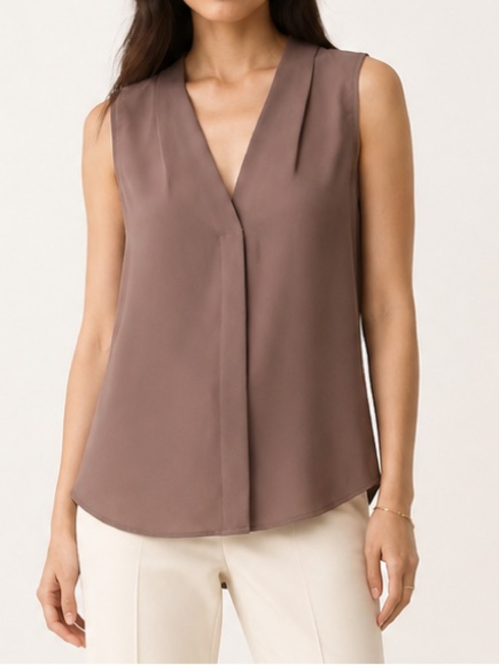 Aritzia Babaton Murphy Blouse Dusty Mauve Taupe Sleeveless S